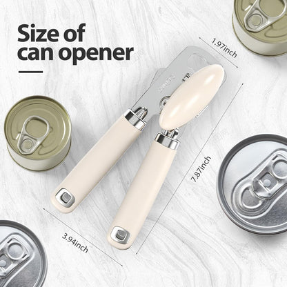 Safring Can Opener Manual, Heavy Duty Stainless Steel Smooth Edge Can Openers With Soft Touch Handle, Oversized Handheld Easy Turn Knob, Multi-Function Bottle Opener, Black