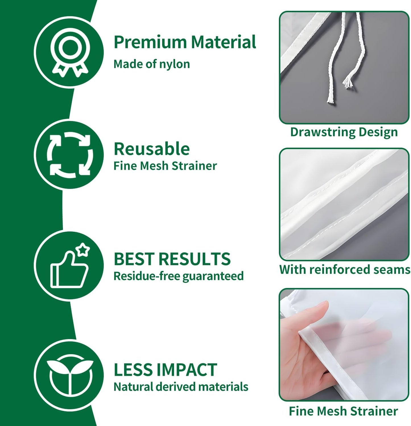 6 Pcs Nut Milk Bag 12 x 8 Inch Yogurt Strainer 200 Mesh Cheese Cloth Bag for Straining Reusable Fine Mesh Strainer for Filtering Yogurt Juice Coffee Tofu Tea Cheese