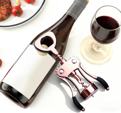 Wine Opener, Zinc Alloy Premium Wing Corkscrew with Multifunctional Bottles Opener, Sharp Wine Corkscrew with Ergonomic Non-Slip Wing Handle, Upgrade