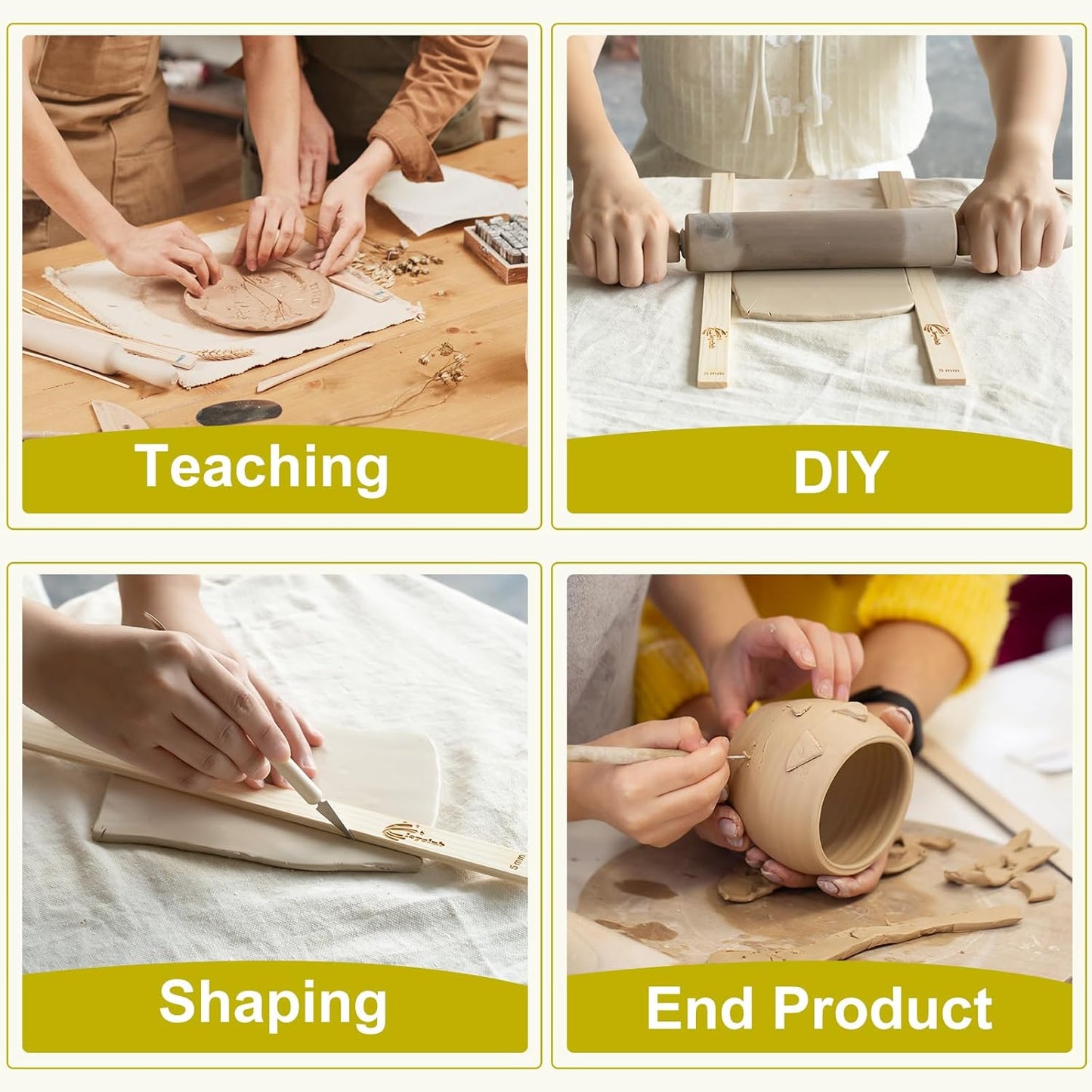 Professional Clay Rolling Pin, 17 Inch Non-Stick Clay Roller for Pottery and Slab Making –Duty Pottery Tool with Ergonomic Handles, Essential for Art Studios