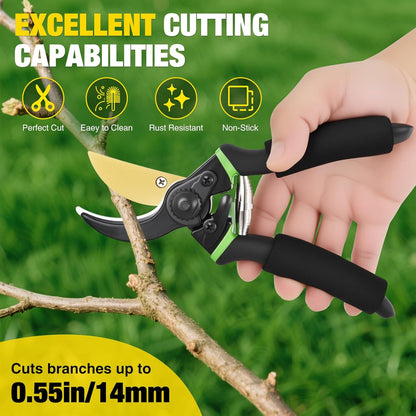 Yesker Pruning Shears Garden Shears 7.8" Professional Garden Scissors Sharp 65 Manganese Steel Blade Heavy Duty Clippers Hand Pruners for Cutting Fresh Flowers Branch Plant Trimming Gardening Tools