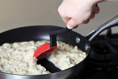 Dreamfarm Supoon Non-Stick Sit-Up Silicone Scraping, Serving, Cooking Spoon Measures 5ml Tsp & 15ml Tbsp - 11" Red