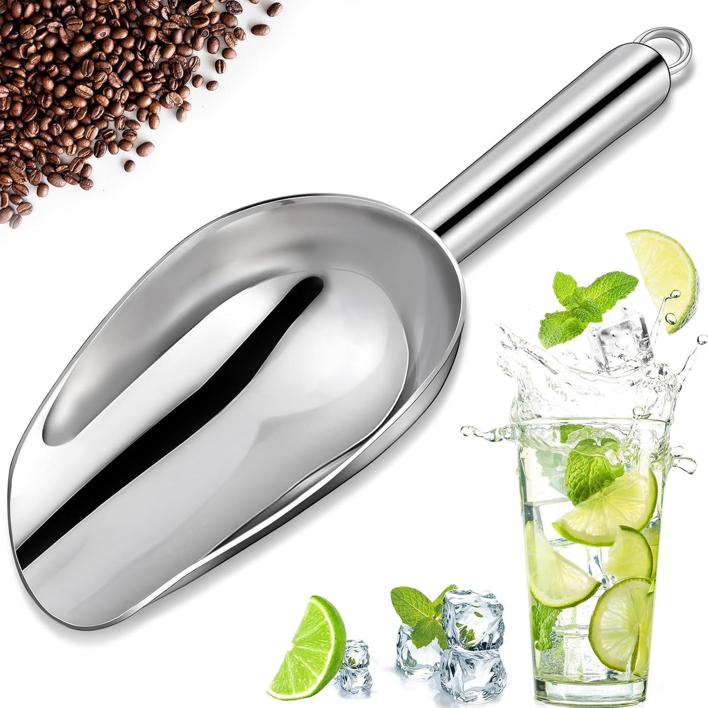 OLESBUR Premium 6oz Ice Scoop for Freezer - Multipurpose Metal Ice Scoop for Ice Machine - Stainless Steel Small Ice Scooper for Ice Bucket - Kitchen Gadgets Cookie Flour Pet Dog Food Scoop