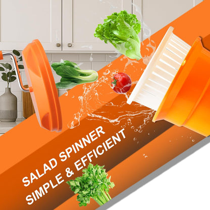 2.5 Gallon Salad Spinner,Large Capacity Vegetable Friuts Salad Dryer,Commercial Manual Salad Mixer for Restaurants Kitchen & Catering,Green & Orange. (Green, 2.5 Gallon)