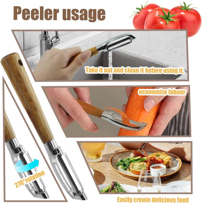 Apple Corer Tool And Peeler, Adjustable-Diameter Fruit And Vegetable Corer（Stainless Steel,2Pcs）