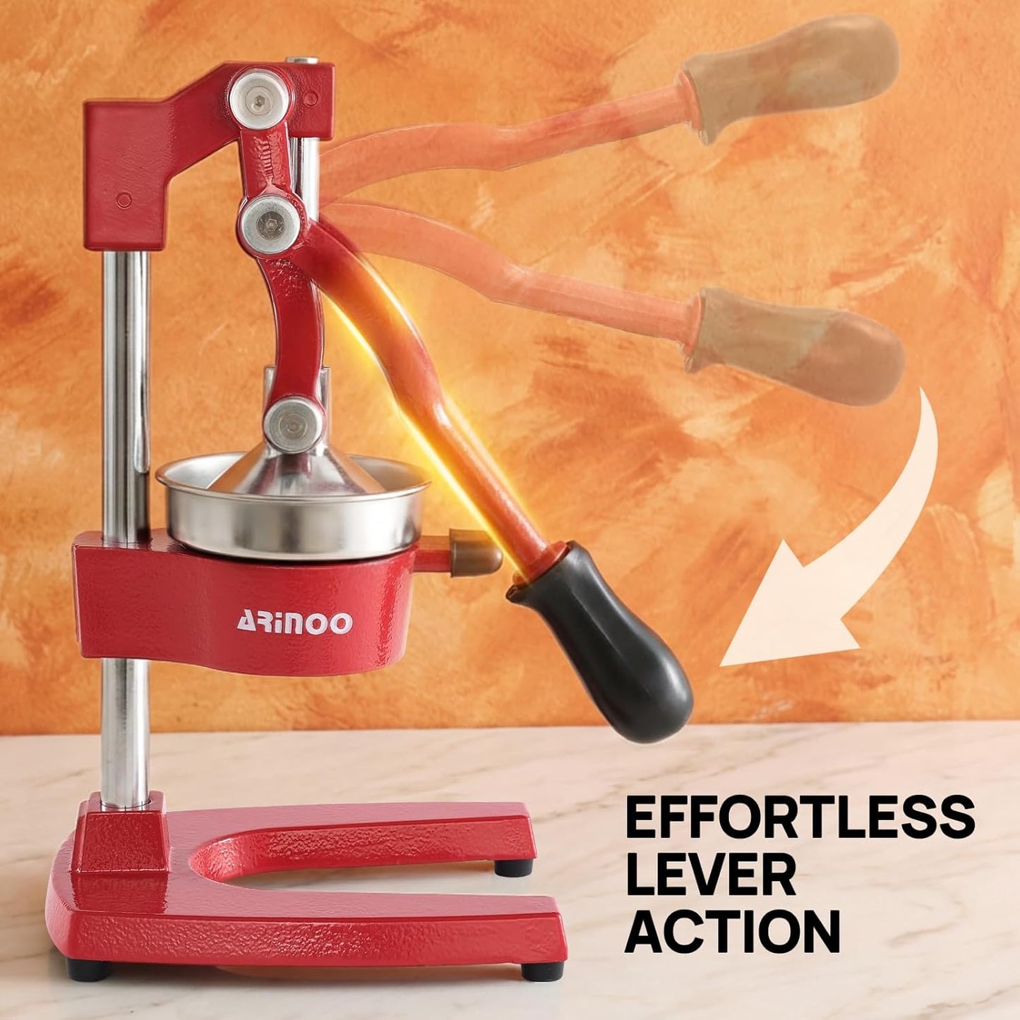 Kitchen Cast Iron Citrus Juicer,Manual Hand Press Orange Juicer,Heavy Duty Countertop Squeezer for Lemon,Orange, Easy to Use & Clean（Black)