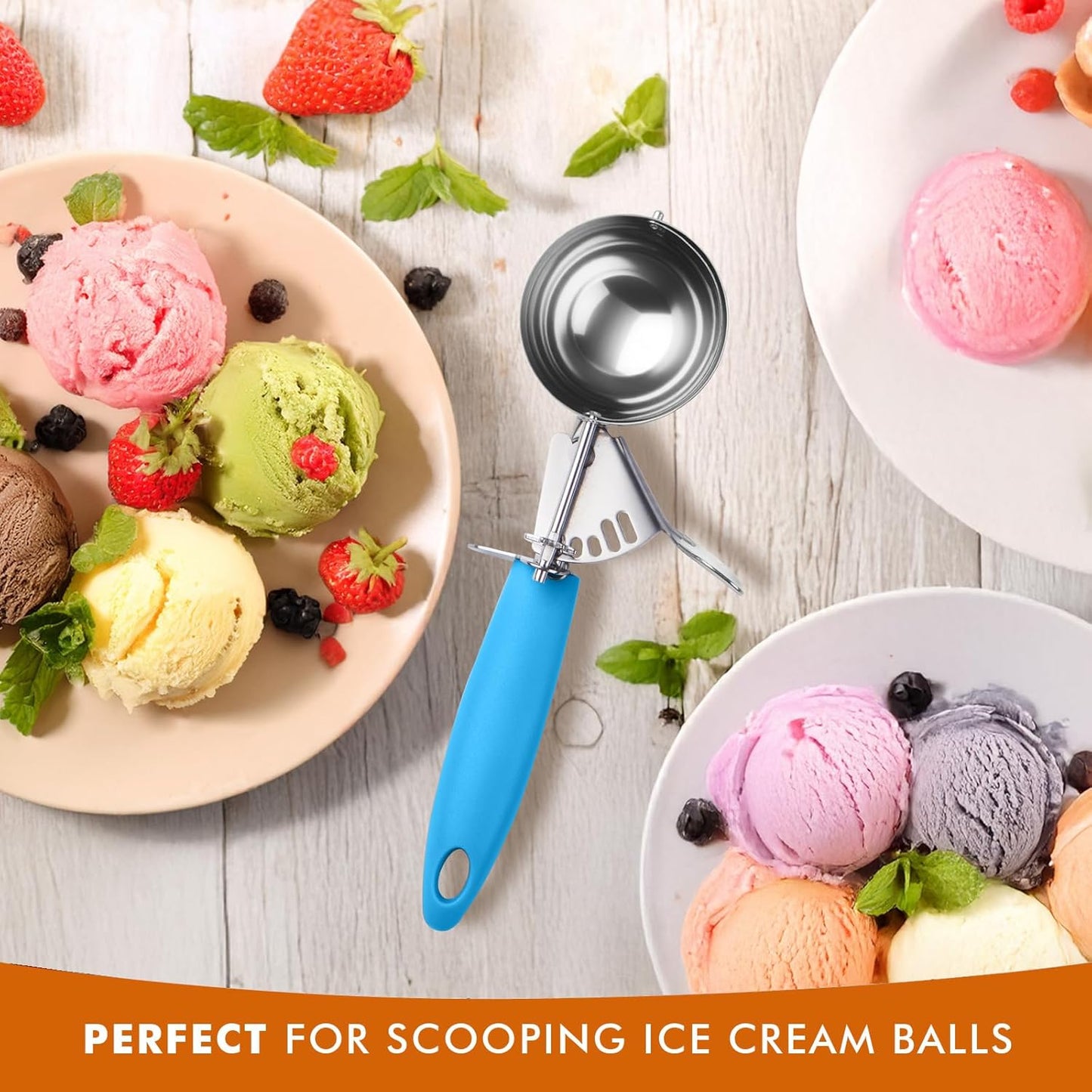 JUNADAEL J Portion Scoop, #20/2 OZ Ice Cream Scooper, Muffin Scoop, Disher, Yellow Handle, for Portion Control, Cookie Dough, Muffin, Cupcake Batter, Ice Cream, Mashed Potatoes