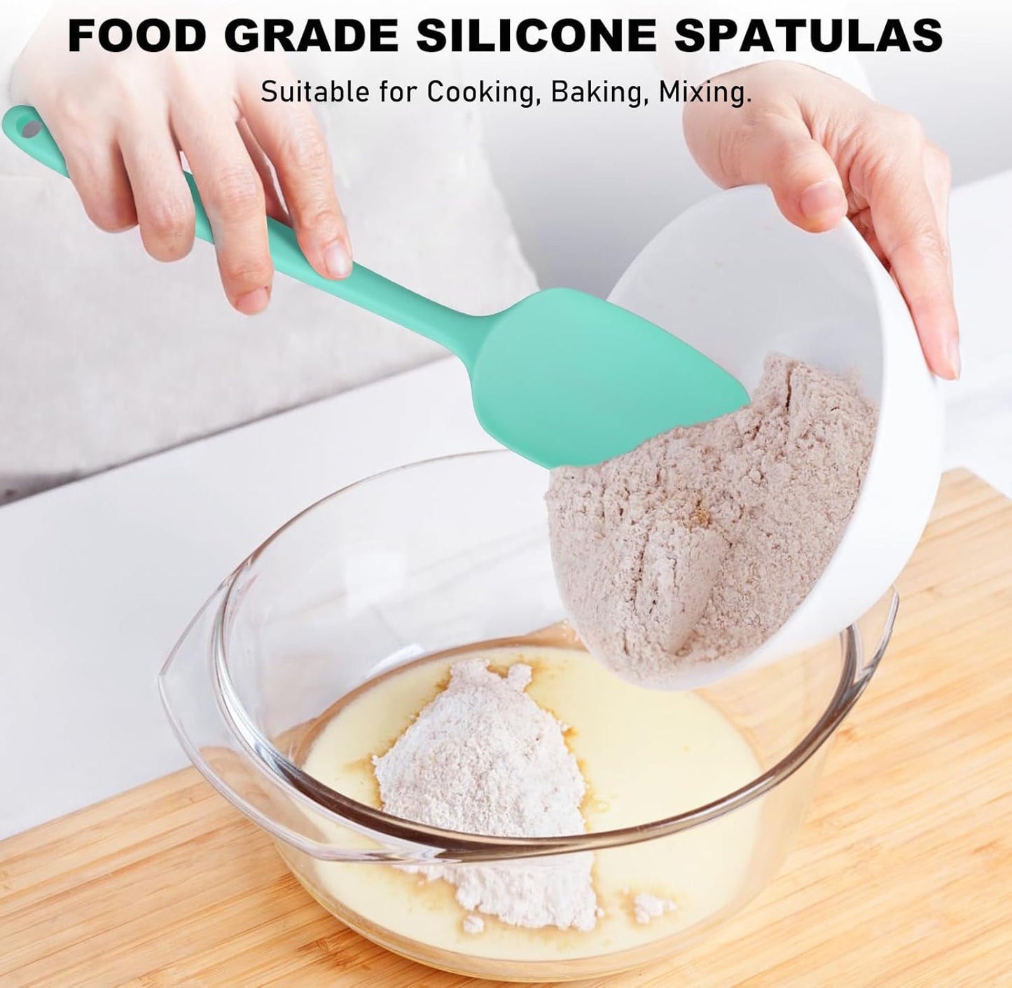 NileHome Silicone Spatula Set, 6 Pieces Food Grade Kitchen Utensils with Silicone Brush Heat Resistant Up to 600°F Dishwasher Safe BPA-Free Rubber Spatula for Scraping, Baking, Cooking, Mixing-Black