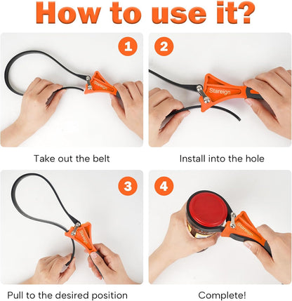 2-Pack Rubber Strap Wrench,Oil Filter Wrench Diameter 4" and 6" Heavy Duty Adjustable Blet Wrench for Jar Opener,Water Filter,Plumbing,Sink,Faucet(Orange)