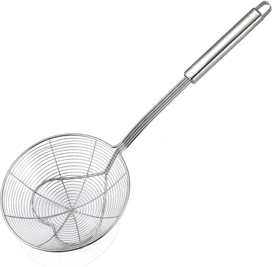 Eisinly Strainer Skimmer Spoon for Cooking and Frying, 6.3 Inches Strainer with Handle Stainless Steel Kitchen Utensils Fryer Scoop Spoon