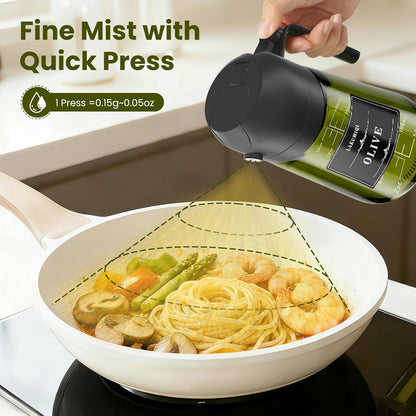 LAKUMIQI 2-in-1 Olive Oil Sprayer for Air Fryer – 16oz Glass Oil Dispenser & Cooking Oil Mister – Spray & Pour Bottle, Non-Aerosol, Leak-Resistant, for Salad, BBQ, Kitchen