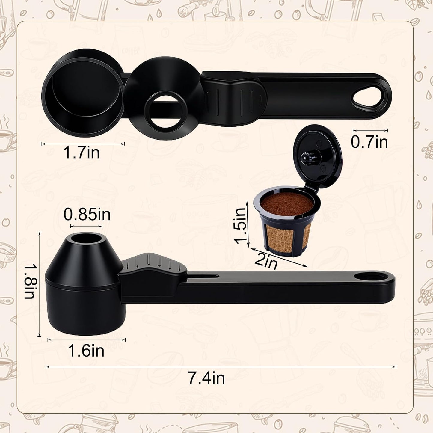 Palksky Coffee Scoop & Funnel for Reusable K Cup Refillable Coffee Pods, 2 Tablespoon Slide Coffee Measuring Funnel Scooper,1PCS