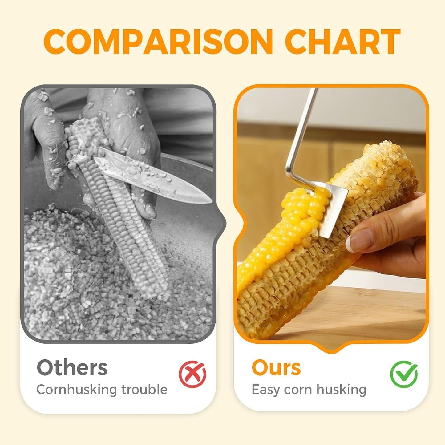 2024 New Magic Corn Peelers, Long Handle Stainless Steel Corn Stripping Tool, Corn Stripper Corn Cob Stripper Tool, 304 Stainless Steel Corn Thresher with Ergonomic Handle, Kitchen Gadget