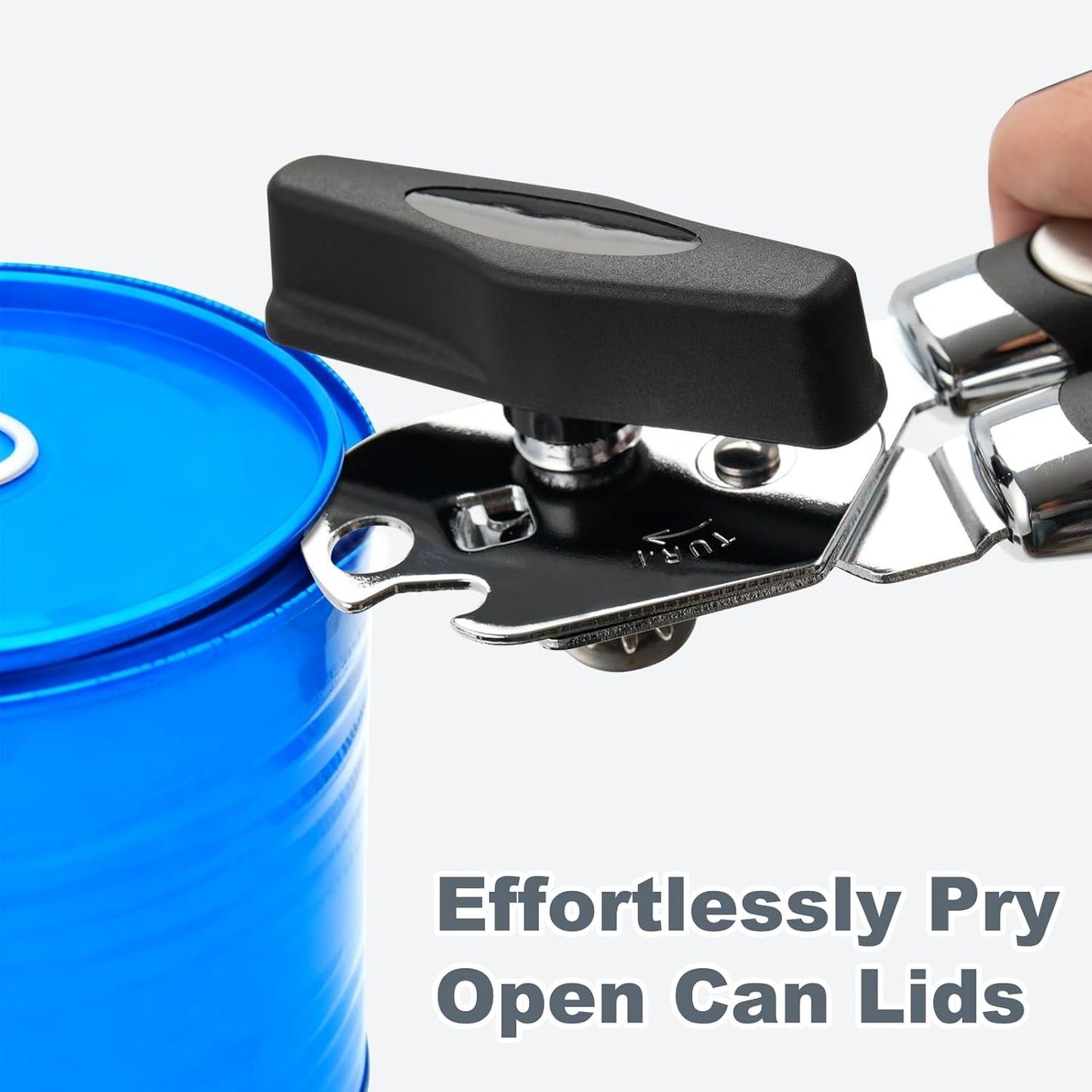 Manual Can Opener with Stainless Steel Sharp Blade, 3-in-1 Multifunction Handheld Can Opener and Bottle Opener, Soft Ergonomic Cushioned Handle