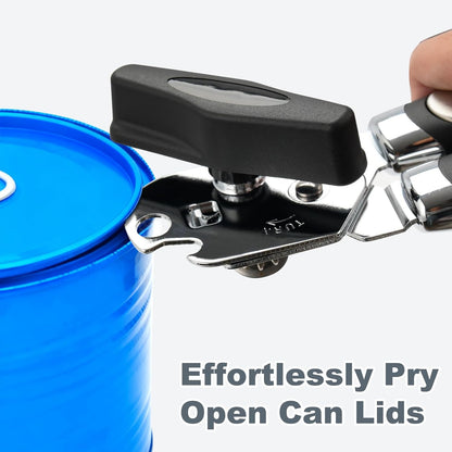 Manual Can Opener with Stainless Steel Sharp Blade, 3-in-1 Multifunction Handheld Can Opener and Bottle Opener, Soft Ergonomic Cushioned Handle