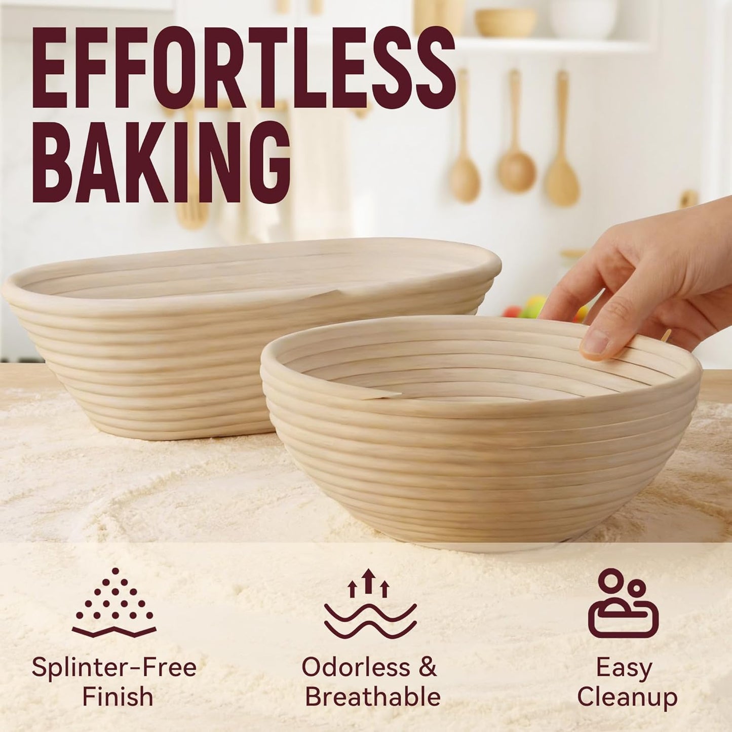 Sourdough Starter Kit, 9" Round and 9.7" Oval Banneton Proofing Baskets, Bread Baking Supplies with Glass Starter Jar, Dough Whisk, Bread Lame, Scrapers and Linen Liners