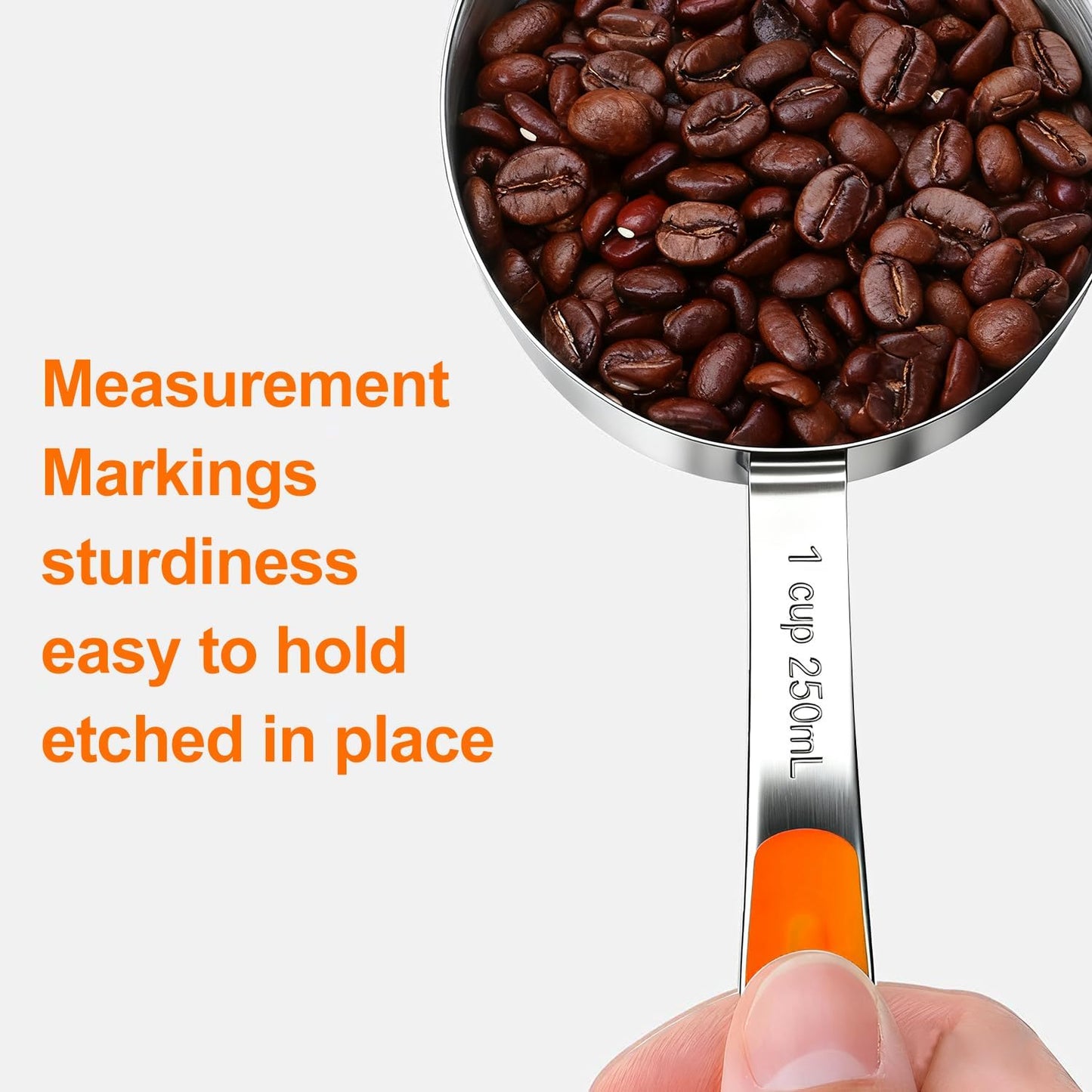 Bopei Measuring Cups and Spoons Set Stainless Steel 10 Piece for Cooking and Baking (5 Cups + 5 Spoons, Colorful Handles)