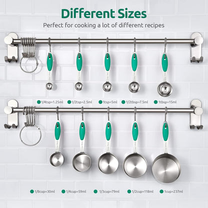 Measuring Cups and Spoons Set: U-Taste 18/8 Stainless Steel 10 Pieces Stacking Kitchen Baking Cooking Food Measure Set 5 Cups 5 Spoons with Strengthened Weld Joints (Multicolors, Upgraded Version)