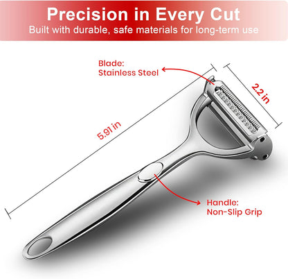 2-in-1 Vegetable Peeler and Shredder – Multifunction Kitchen Tool for Carrots, Cucumbers, and More – Precision Julienne Slicer and Carrot Peeler