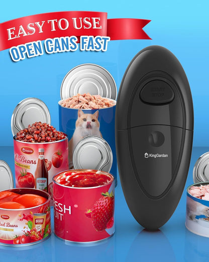 Auto Electric Can Opener, Fast & Efficient Automatic Hands-Free Can Opener, Easy to Use, Compact & Portable, Smooth Edge, Battery Operated, Easy Open for Arthritis & Seniors, Fits All Can Sizes -Black