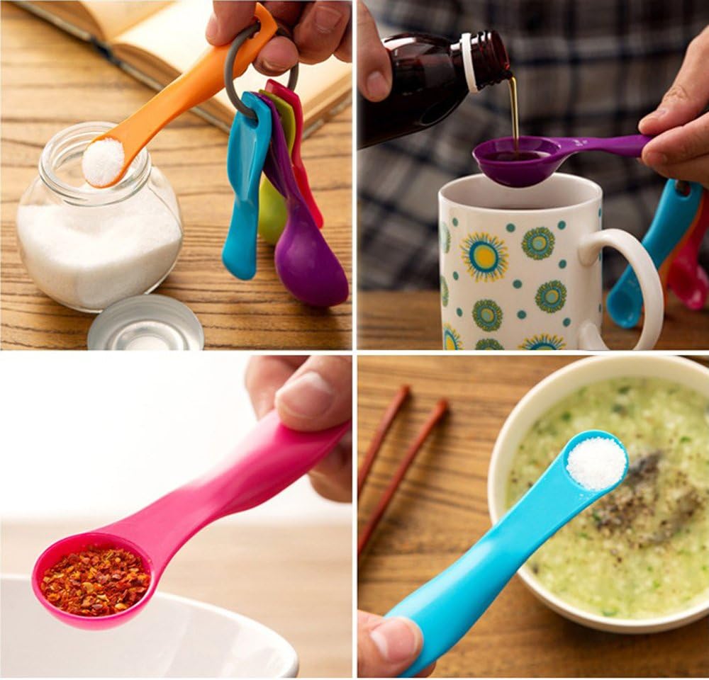 5 in 1 White Plastic 1g 2.5g 5g 10g 15g Measuring Spoons Set Kitchen Baking Tools
