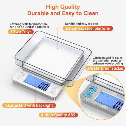 BOMATA 0.01g Small Digital Gram Scale, USB Rechargeable, Upgraded 1kg Jewelry Scale with Larger Display and Hold Function, High Precision, Grams and oz for Herb, Coin, Powder, Yeast, Kitchen Black