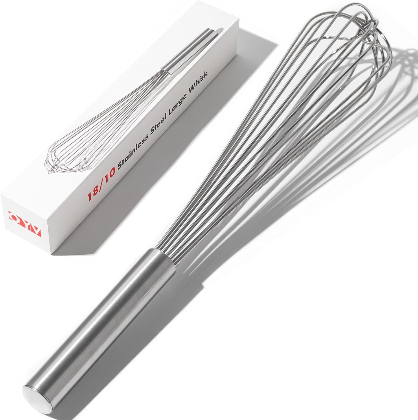 OYV 18/10 Stainless Steel Whisk, Ergonomic Handle, Dishwasher Safe Metal whisk, Professional Whisk for Kitchen Cooking, Perfect for Blending, Whisking, Baking, and Beating, 10-Inch Wire Wisk