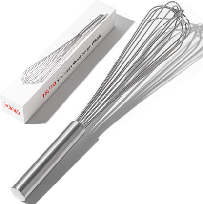 OYV 18/10 Stainless Steel Whisk, Ergonomic Handle, Dishwasher Safe Metal whisk, Professional Whisk for Kitchen Cooking, Perfect for Blending, Whisking, Baking, and Beating, 10-Inch Wire Wisk
