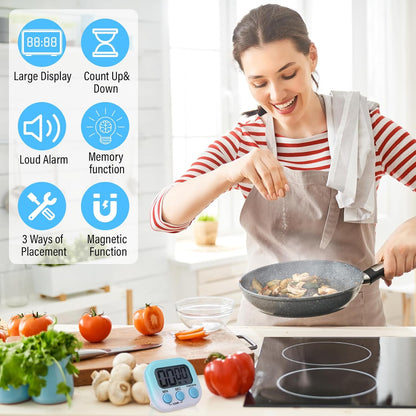 Weewooday 24 Pcs Digital Kitchen Timer Magnetic Timer Bulk On/Off Switch Minute Second Count up Countdown Loud Alarm for Exercise Cook Baking (Black,White)