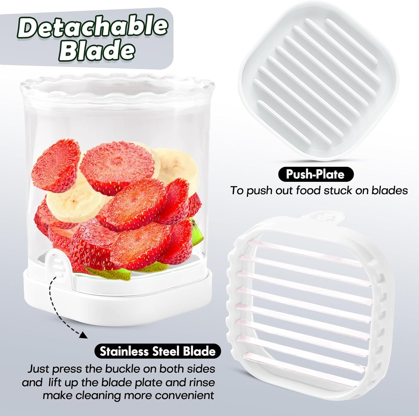 Creative Strawberry & Fruit Slicer - Detachable Cutter with Push Plate (Black)