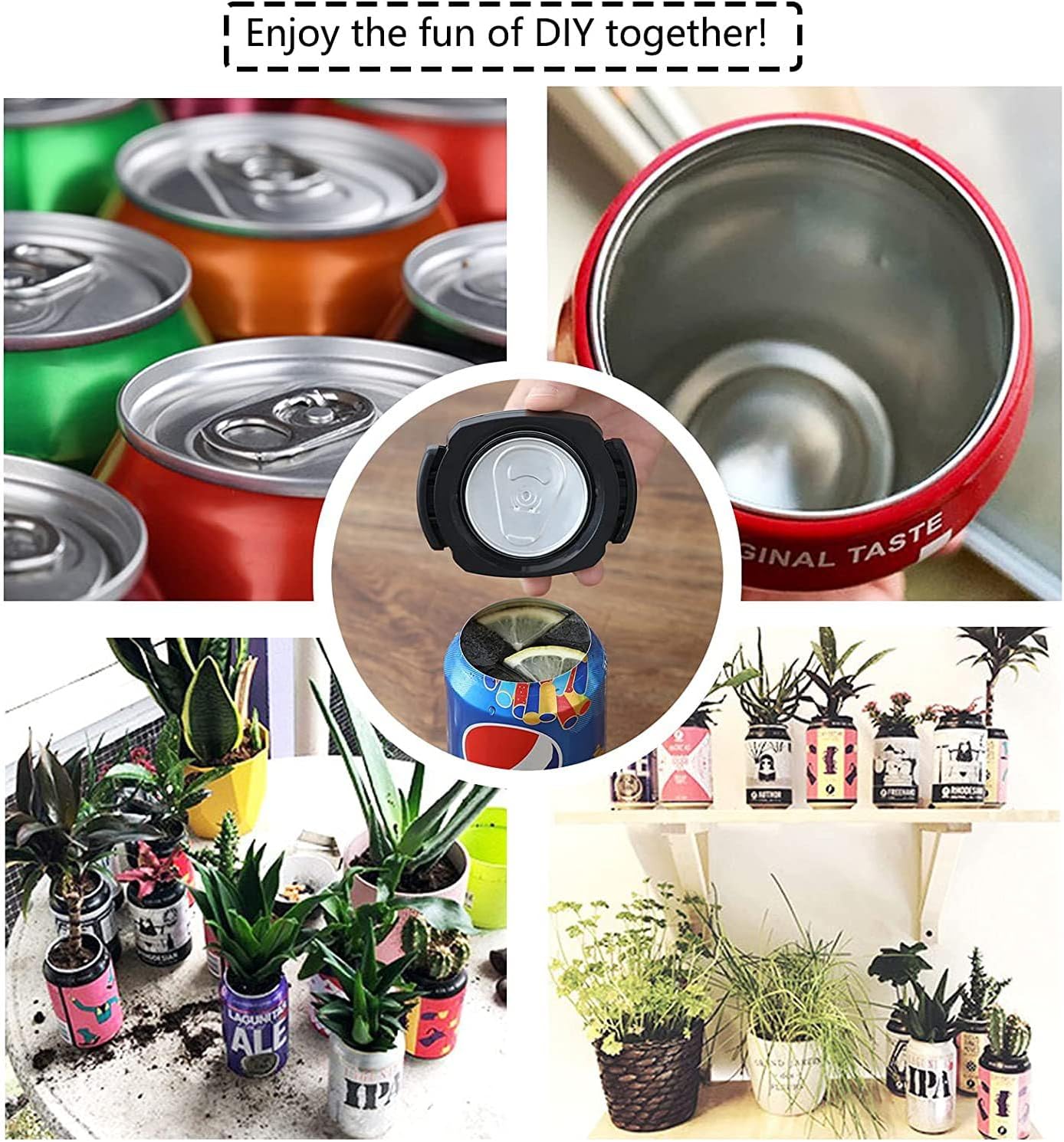 Smooth Edge Can Top Cutter Remover with 2 Silicone Guards Bottle Opener – Safe Draft Top Opener for Beer Soda Cans, DIY Plant Pot Storage Container