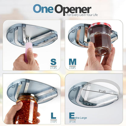 Mount-on Cabinet Jar Opener for Weak Hands,Seniors with Arthritis,Double U Shaped Grooves Grip Bottle Opener for Any Size Lid,304 Stainless Steel One-Handed Can Opener Tool for Home Assistance,White