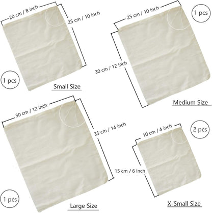 Cheesecloth Bags for Straining,Reusable Cold Brew Coffee Cheese Cloths Strainer,Large Nut Milk Tea Juice Bag,100% Natural Cotton Fine Mesh Filter Bags (X-Small,10 PACK)