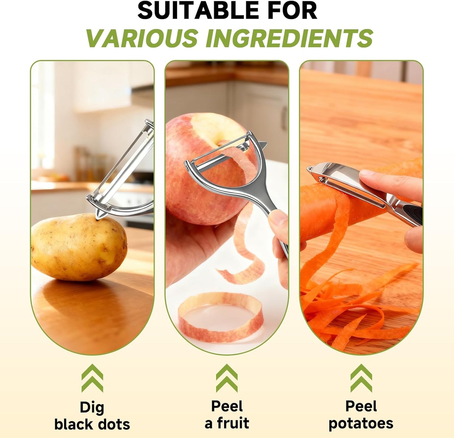 2 Pack Vegetable & Potato Peelers | Y & I Shape | Stainless Steel Blades | Ergonomic Non-Slip Handle | Dishwasher Safe | Fruit & Veggie Peeler Set