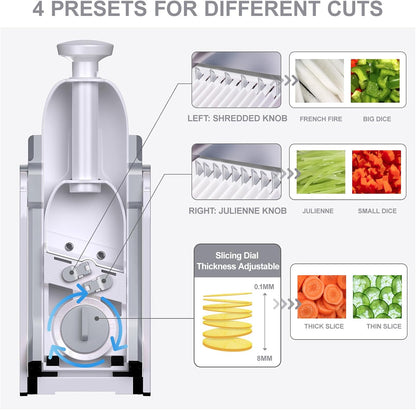 SupMaKin Upgrade Safe Mandoline Slicer,Multi Vegetable Chopper,Potato Slicer, Onion Chopper with Drain Basket Storage Container, Cheese Grater Kitchen Chopping Artifact (Black)