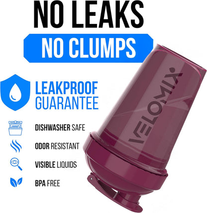 VELOMIX -4 PACK- 20 oz Protein Shaker Bottle for Protein Mixes - 4x Wire Whisk | Leak Proof Shaker Cups for Protein Shakes | Stackable Protein Shaker Bottle Pack | Dishwasher Safe (Blue Mirage)