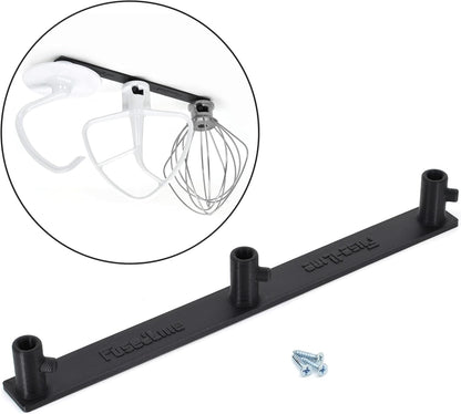Kitchen Mixer Triple Attachment Mount | Triple Space Saver | Organize your Flat Paddle Beater, Wire Whisk, Dough Hook Attachments (Black)