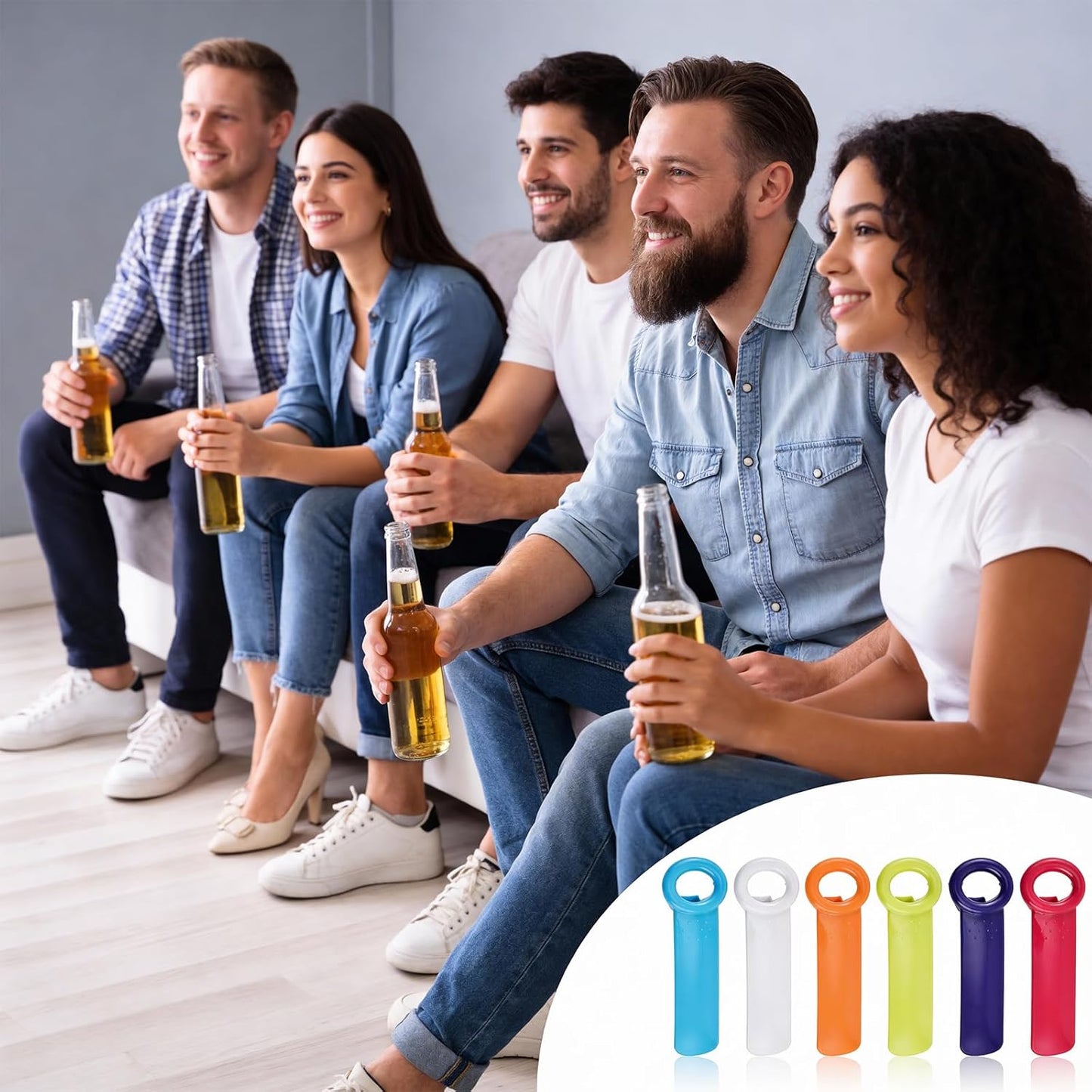 6 Pcs Jar Key Opener for Weak Hands, Elderly & Children - Plastic Jar Lid Opener with Easy Grip Hand Held 5.5" Colorful Design