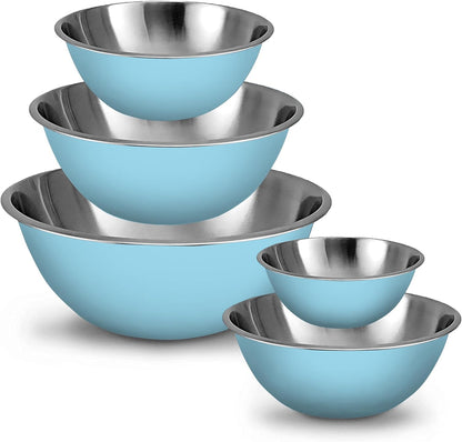 WHYSKO Meal Prep Stainless Steel Mixing Bowl (5-Piece Set) Home, Refrigerator, and Kitchen Food Storage Organizers | Ecofriendly, Heavy Duty, No Lids