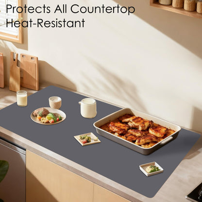 Standard Silicone Mat,Black Baking Mat-Food Grade Kids Dinner Table Placemat Non Slip Counter Mat with Raised Edges Heat Resistant Mat for Air Fryer Nonstick Pastry Dough Mat(1 Pack 23.6'' x 15.7'')