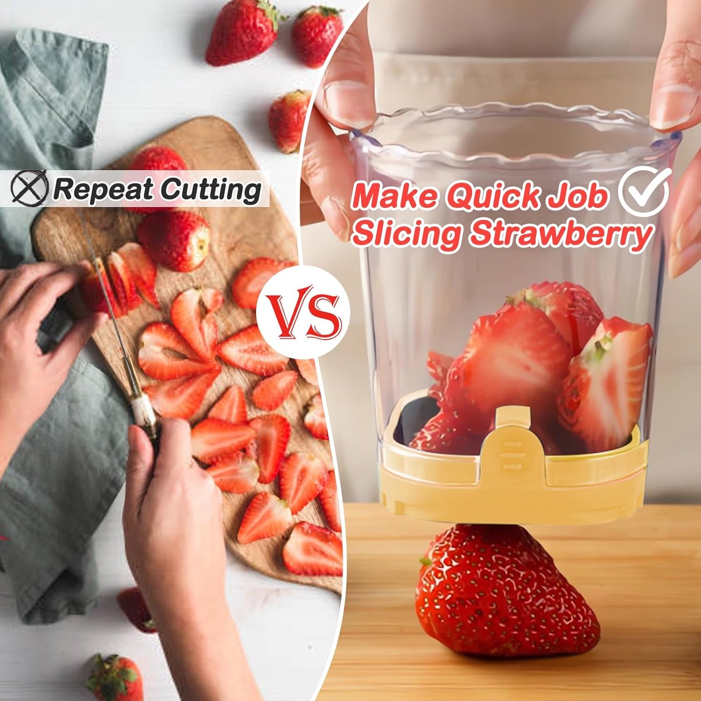 Creative Strawberry & Fruit Slicer - Detachable Cutter with Push Plate (Black)