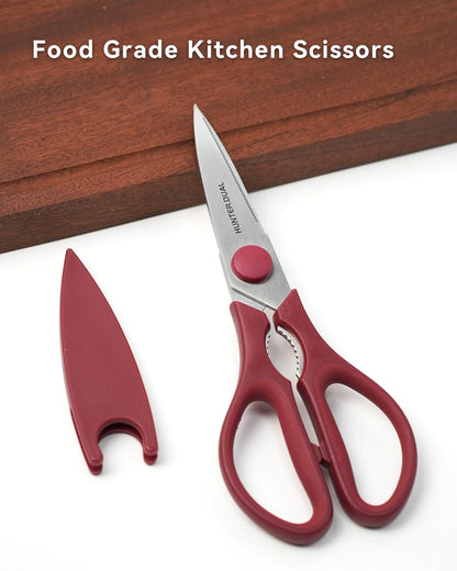 Kitchen Scissors for Food, HUNTER.DUAL Heavy Duty Come Apart Poultry Shears for Cooking, All Purpose for Cutting Chicken, Meat, Fish & Vegetables (Black, 8.26 Inch)
