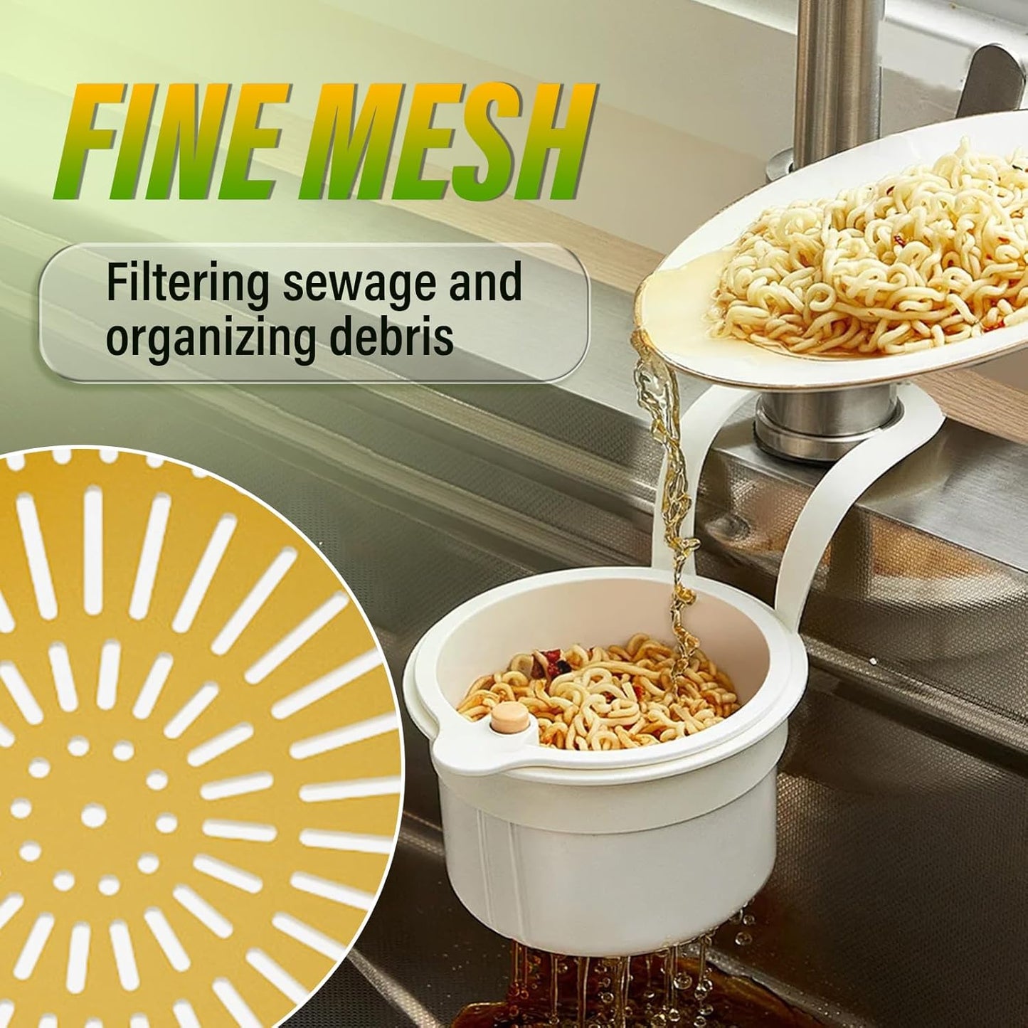 Kitchen Sink Drain Strainer Basket, Hanging Multi-Purpose Kitchen Sink Strainer Draining Basket, Self-Cleaning Press to Open The Food Waste Trash Catcher Basket Garbage Leftovers, Green