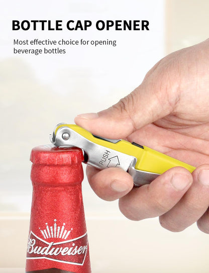 CORKAS Wine Key - Professional Handcrafted Heavy Duty Waiter Corkscrew, Compact Wine Opener with Double Hinged, Foil Cutter and Bottle Opener, Gifts for Servers, Sommelier, Bartenders - Red