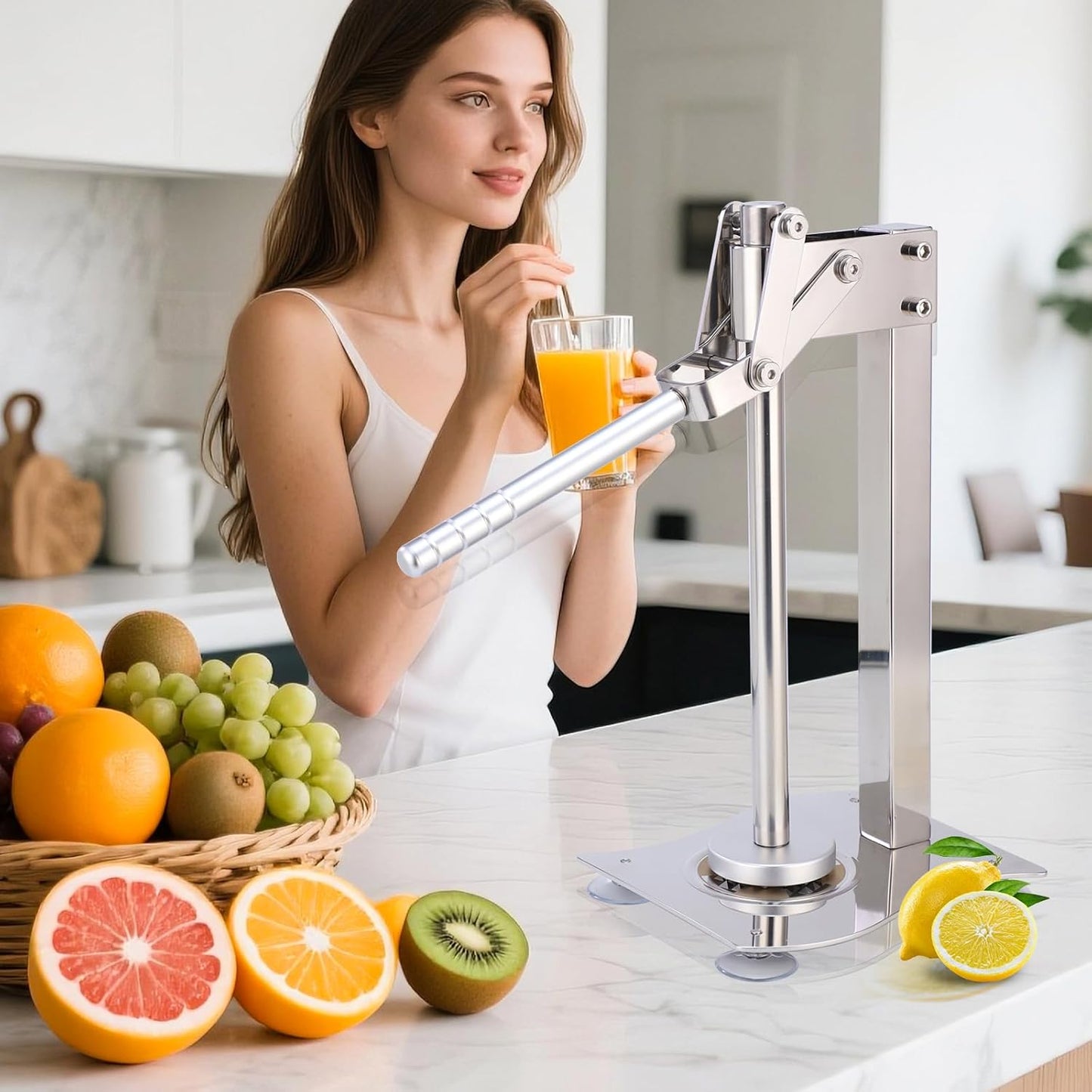Heavy Duty Manual Citrus Juicer & Lemon Smasher - Stainless Steel Fruit Press for Lemon, Lime, Orange | Professional Hand Juicer & Nut Crusher | Nizodo