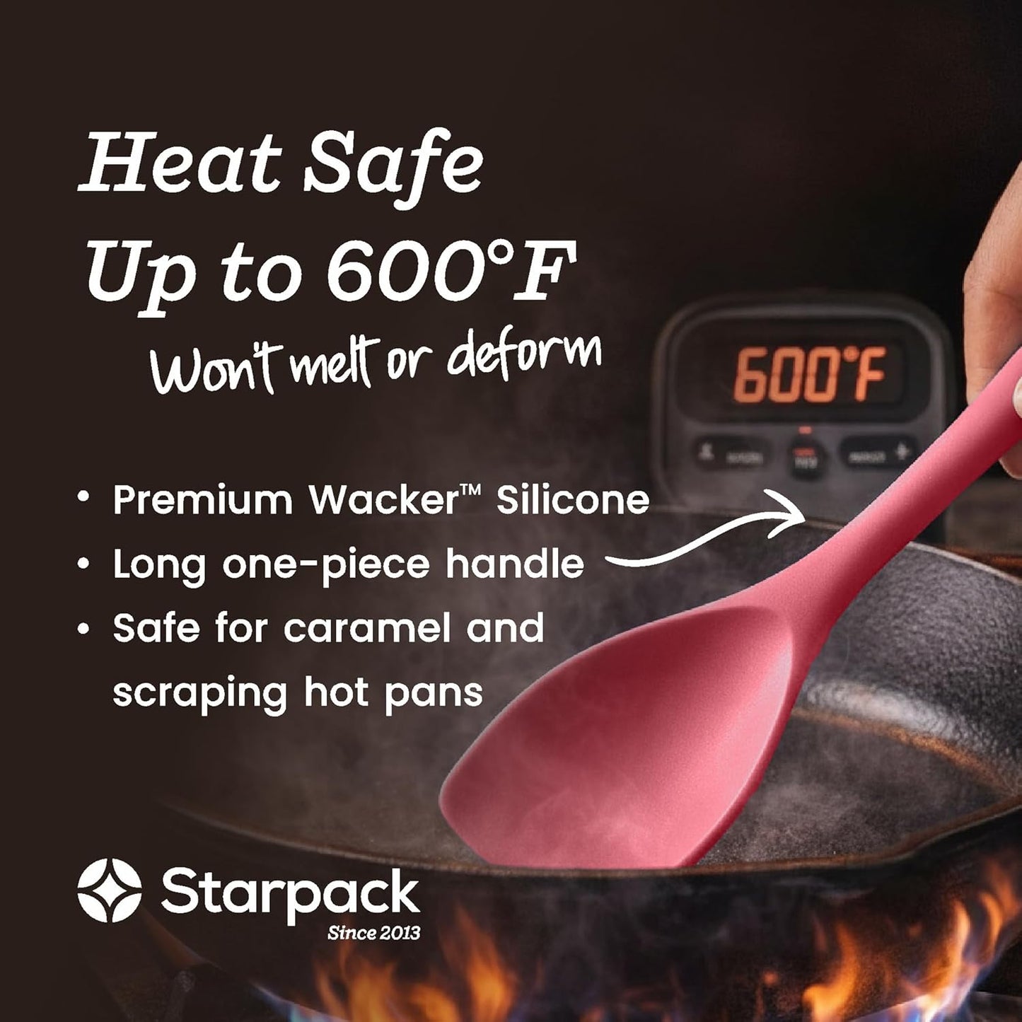 Starpack Like a Boss XL Silicone Cooking Utensils Set (6-Piece, 13.5") - LFGB Certified, 600°F Heat Resistant, BPA-Free - Heavy-Duty Steel Core, Dishwasher Safe - for Nonstick Cookware, Sage Green