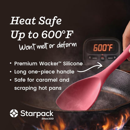 Starpack Like a Boss XL Silicone Cooking Utensils Set (6-Piece, 13.5") - LFGB Certified, 600°F Heat Resistant, BPA-Free - Heavy-Duty Steel Core, Dishwasher Safe - for Nonstick Cookware, Sage Green