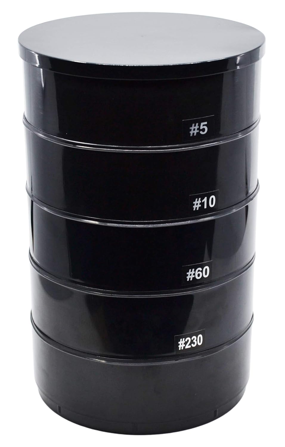 EISCO 6 Piece Stackable Assorted Mesh Sieve Set, 7 Inch - Plastic - Includes #5, 10, 60, and #230 Plus Bottom Pan and Cover