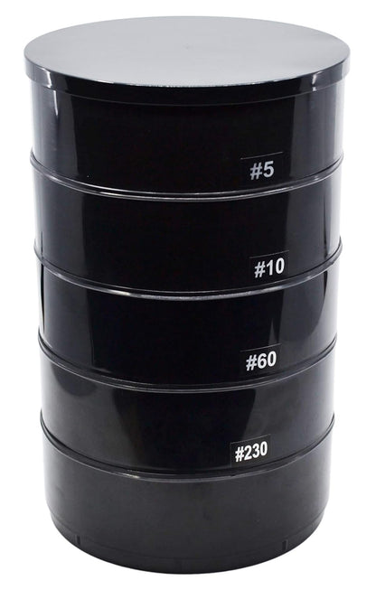 EISCO 6 Piece Stackable Assorted Mesh Sieve Set, 7 Inch - Plastic - Includes #5, 10, 60, and #230 Plus Bottom Pan and Cover