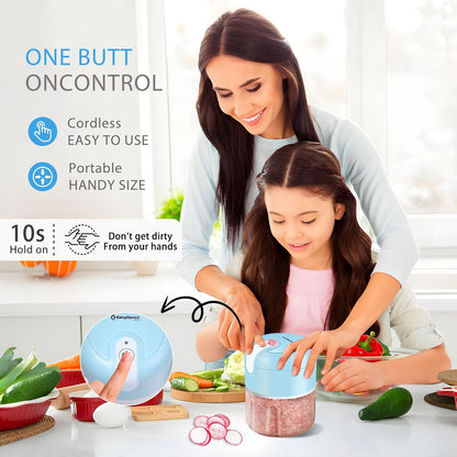 EASYSPEED Electric Garlic Chopper 1Cup, Mini USB Charging Wireless Food Processor with 304 Stainless Steel, 3 Sharp Blades, Portable Kitchen Meat Grinder for Onion, Garlic, Ginger, Chili